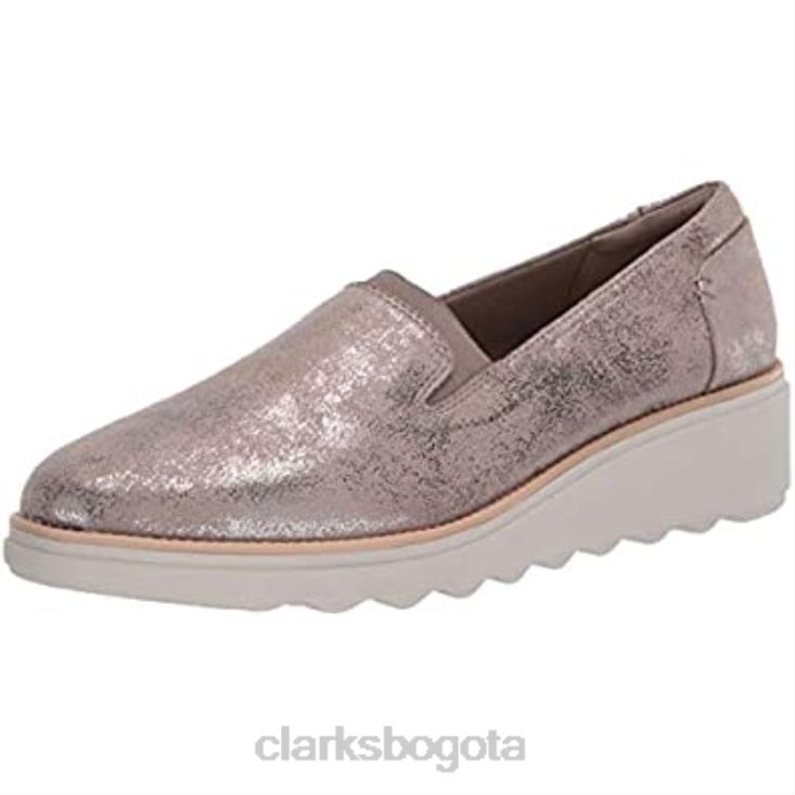 Clarks 0DX8L2318 mocasín sharon dolly para mujer peltre metalizado textil clarks mujer textil metálico peltre