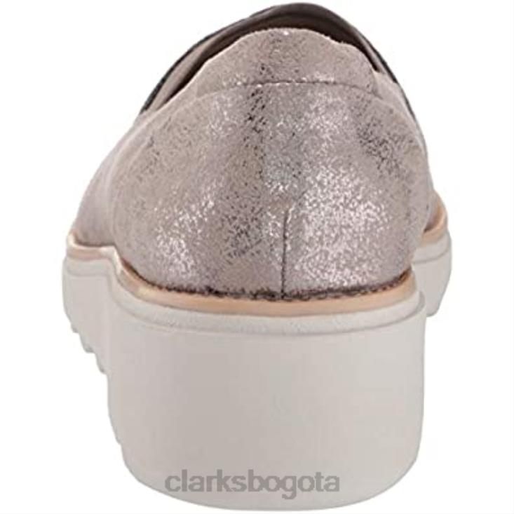 Clarks 0DX8L2318 mocasín sharon dolly para mujer peltre metalizado textil clarks mujer textil metálico peltre