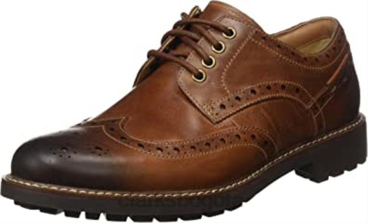 Clarks 0DX8L2334 montacute ala brogue para hombre marrón tostado oscuro lea clarks hombres marrón oscuro bronceado lea