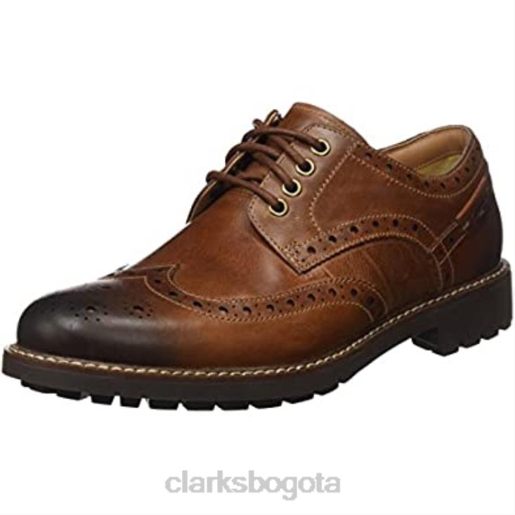 Clarks 0DX8L2334 montacute ala brogue para hombre marrón tostado oscuro lea clarks hombres marrón oscuro bronceado lea