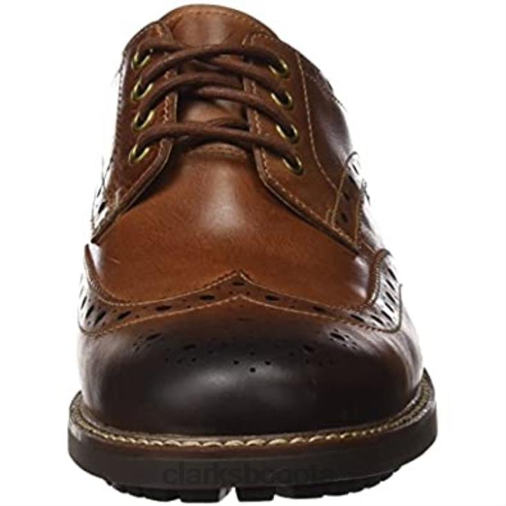 Clarks 0DX8L2334 montacute ala brogue para hombre marrón tostado oscuro lea clarks hombres marrón oscuro bronceado lea