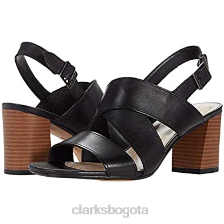 Clarks 0DX8L2347 Sandalia de tacón clarks jocelynne bao de mujer en piel negra mujer cuero negro