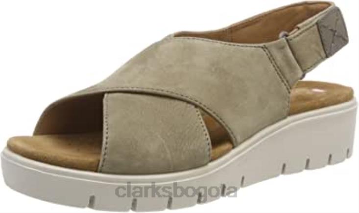 Clarks 0DX8L2374 sandalias con tira trasera un karely hail para mujer nubuck verde salvia clarks mujer nubuck verde salvia