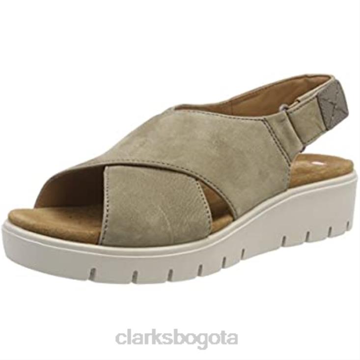 Clarks 0DX8L2374 sandalias con tira trasera un karely hail para mujer nubuck verde salvia clarks mujer nubuck verde salvia