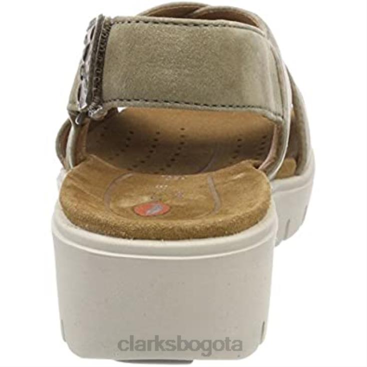 Clarks 0DX8L2374 sandalias con tira trasera un karely hail para mujer nubuck verde salvia clarks mujer nubuck verde salvia