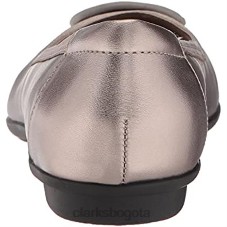 Clarks 0DX8L2386 Clarks Gracellola bailarinas de mujer de piel metálica peltre mujer cuero metálico peltre