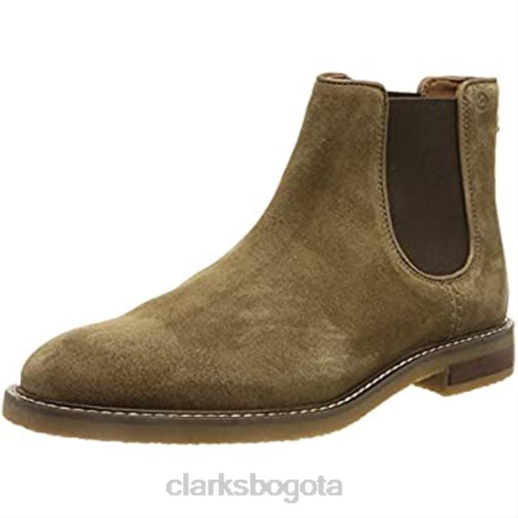 Clarks 0DX8L2387 Bota Chelsea Clarks Jaxen de ante color topo para hombre hombres gamuza color topo