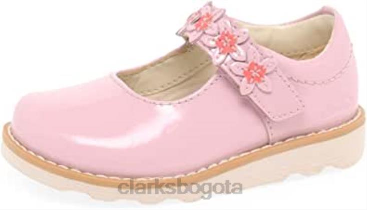 Clarks 0DX8L239 zapatos de cuero para niño con pétalo de corona ancho rosa clarks niños