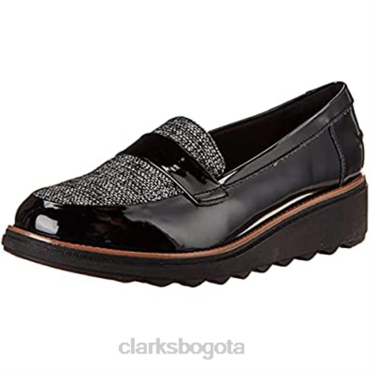 Clarks 0DX8L2390 mocasines sharon gracie para mujer charol negro combi clarks mujer combi charol negro