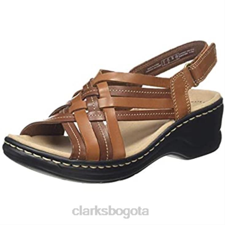 Clarks 0DX8L2403 Sandalias con tira trasera de cuero marrón tostado de Clarks Lexi Carmen para mujer mujer cuero marrón tostado cuero tostado