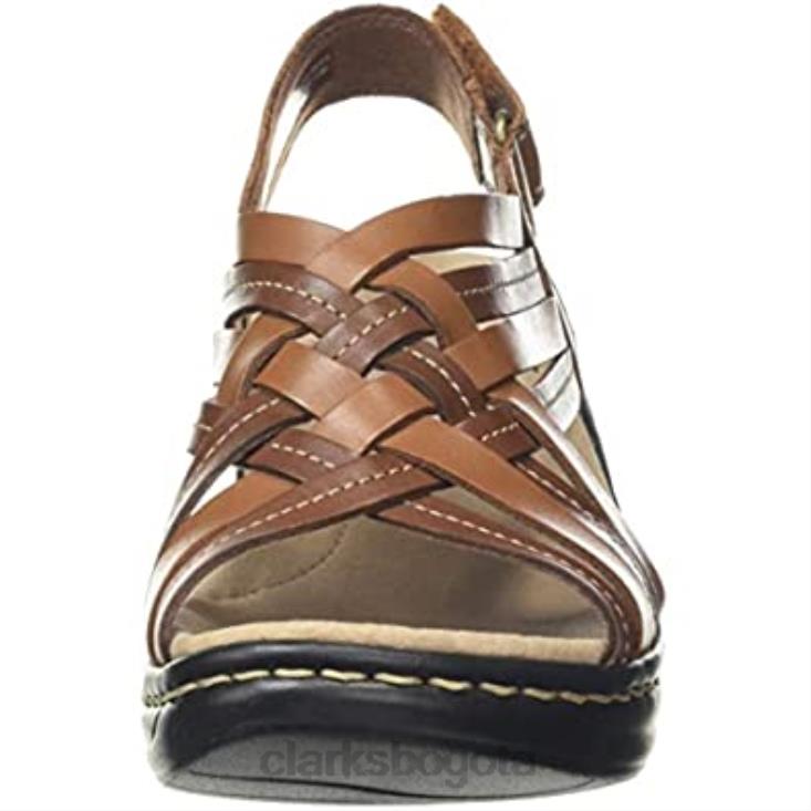Clarks 0DX8L2403 Sandalias con tira trasera de cuero marrón tostado de Clarks Lexi Carmen para mujer mujer cuero marrón tostado cuero tostado