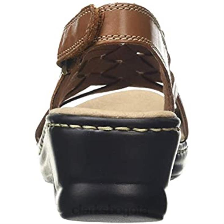 Clarks 0DX8L2403 Sandalias con tira trasera de cuero marrón tostado de Clarks Lexi Carmen para mujer mujer cuero marrón tostado cuero tostado