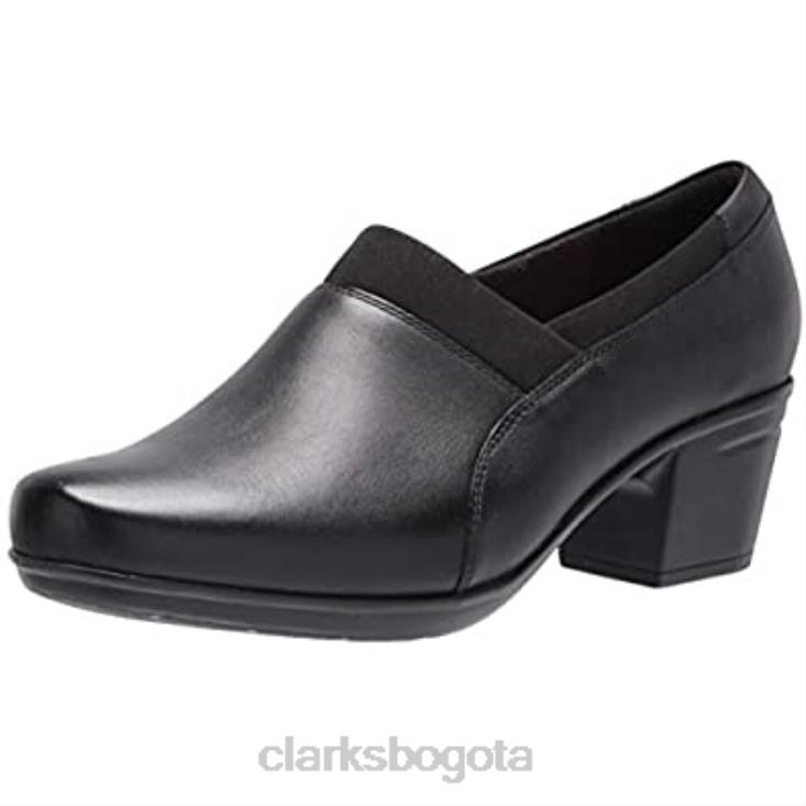 Clarks 0DX8L2412 mocasín emslie summit negro cuero textil combi mujer clarks mujer combi textil cuero negro
