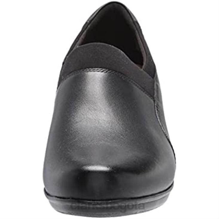 Clarks 0DX8L2412 mocasín emslie summit negro cuero textil combi mujer clarks mujer combi textil cuero negro