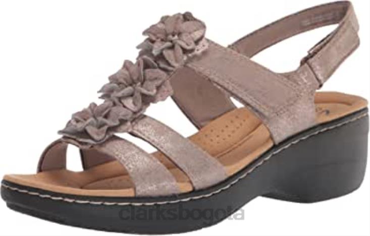 Clarks 0DX8L2415 sandalia de tacón merliah sheryl mujer clarks taupe metalizado sintético mujer gris pardo metalizado sintético