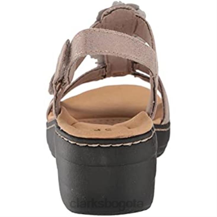 Clarks 0DX8L2415 sandalia de tacón merliah sheryl mujer clarks taupe metalizado sintético mujer gris pardo metalizado sintético