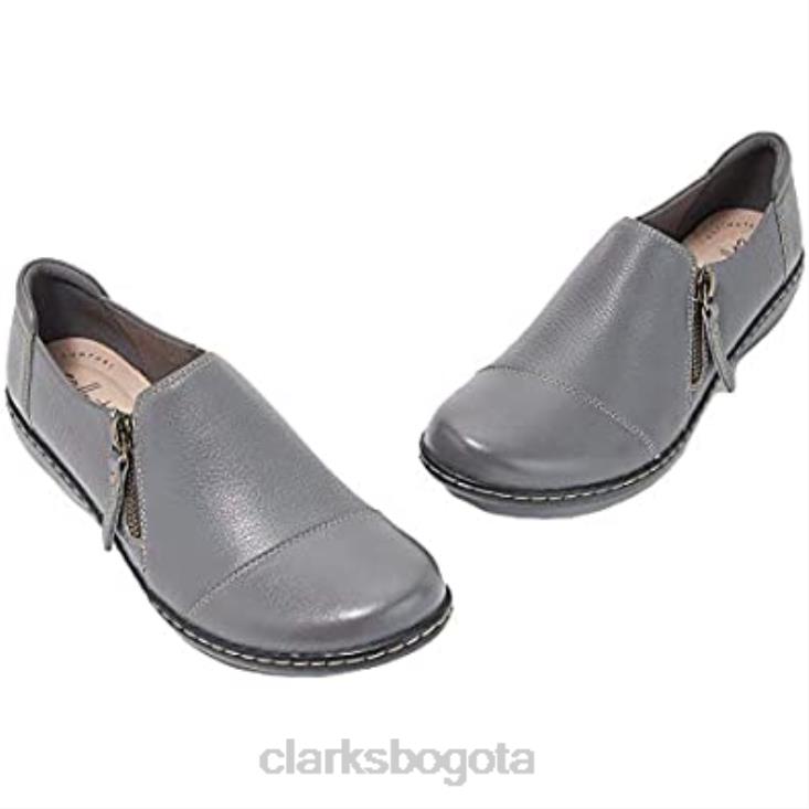 Clarks 0DX8L2417 Mocasines clarks ashland palm de cuero gris para mujer mujer