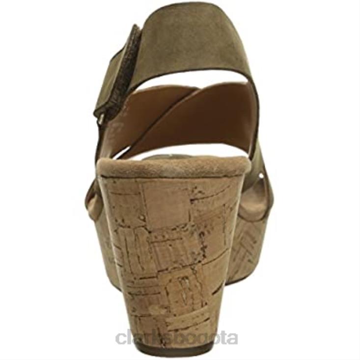 Clarks 0DX8L2418 Sandalias Clarks Caslynn Shae con cuña para mujer nobuk negro y caqui mujer caqui