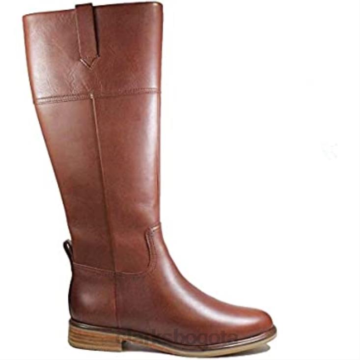 Clarks 0DX8L242 clarks clarkdale hi botas largas de cuero color canela oscuro para mujer cuero color canela oscuro mujer cuero bronceado oscuro
