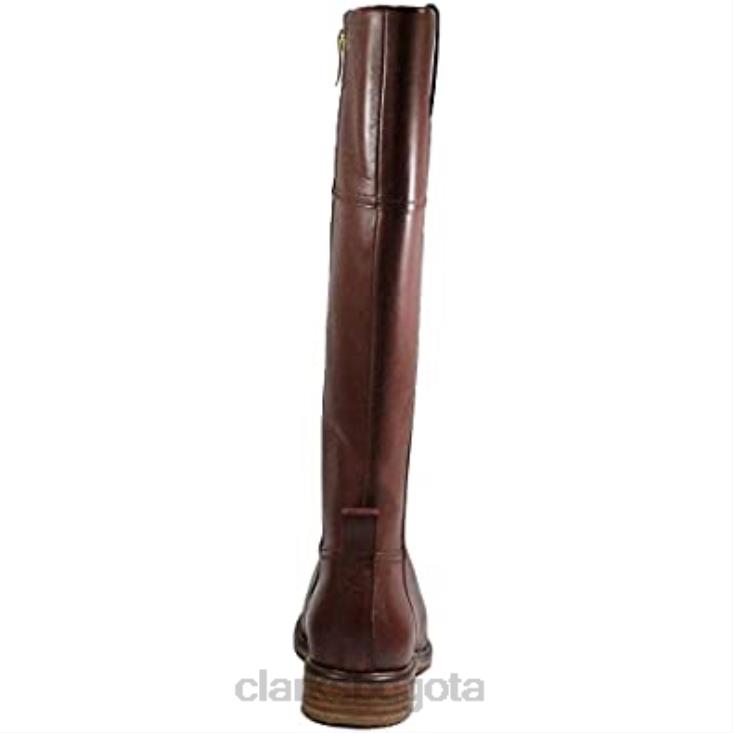Clarks 0DX8L242 clarks clarkdale hi botas largas de cuero color canela oscuro para mujer cuero color canela oscuro mujer cuero bronceado oscuro