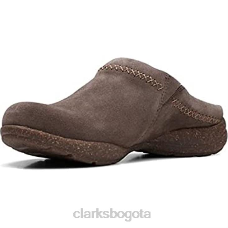 Clarks 0DX8L243 Zueco clarks roseville echo de ante color topo oscuro para mujer mujer gamuza color topo oscuro