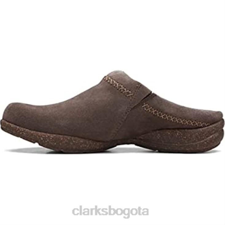 Clarks 0DX8L243 Zueco clarks roseville echo de ante color topo oscuro para mujer mujer gamuza color topo oscuro