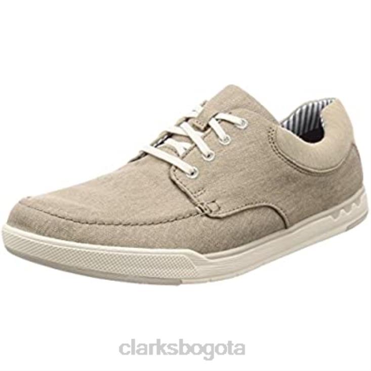 Clarks 0DX8L2439 zapatos derbys de encaje step isle para hombre clarks beige sand canvas hombres lona beige arena