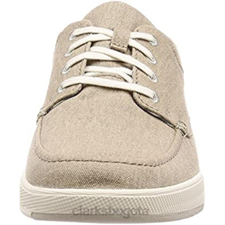 Clarks 0DX8L2439 zapatos derbys de encaje step isle para hombre clarks beige sand canvas hombres lona beige arena