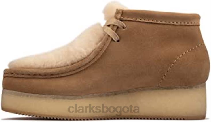 Clarks 0DX8L2441 Clarks cuña wallabee de gamuza color tostado claro nueva para mujer hecha en Vietnam mujer gamuza color canela claro