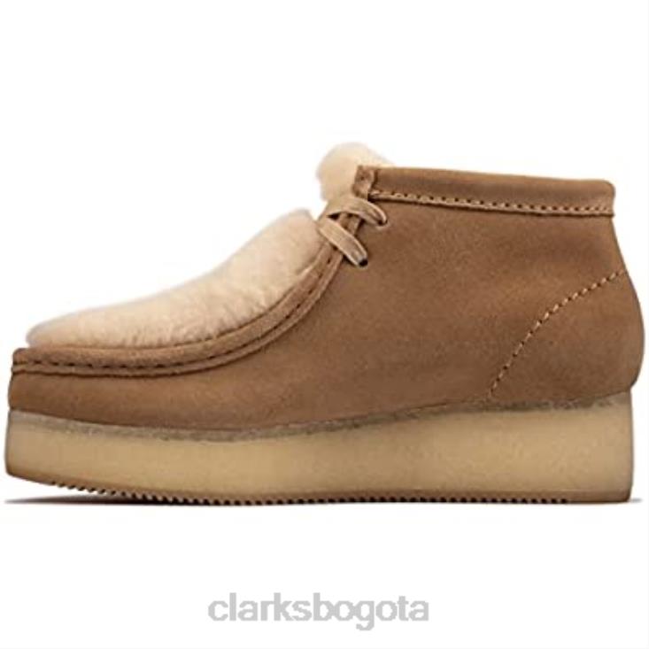 Clarks 0DX8L2441 Clarks cuña wallabee de gamuza color tostado claro nueva para mujer hecha en Vietnam mujer gamuza color canela claro