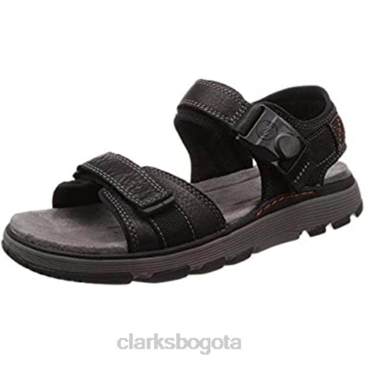Clarks 0DX8L2458 Sandalias clarks un trek part con tira trasera para hombre negro hombres cuero negro