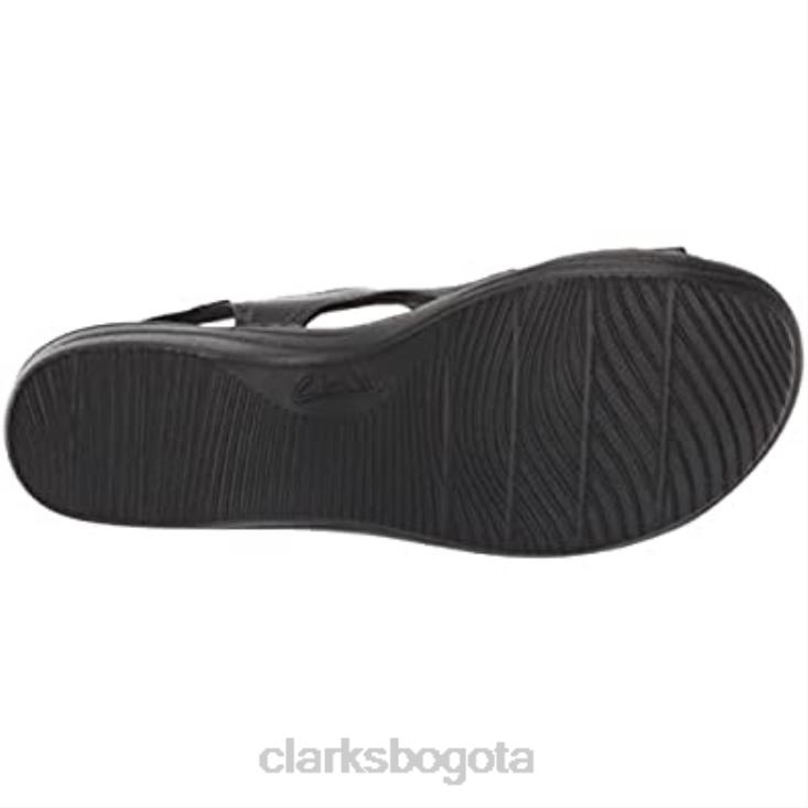 Clarks 0DX8L2459 Sandalia de cuña estilo merliah clarks de piel negra para mujer mujer cuero negro