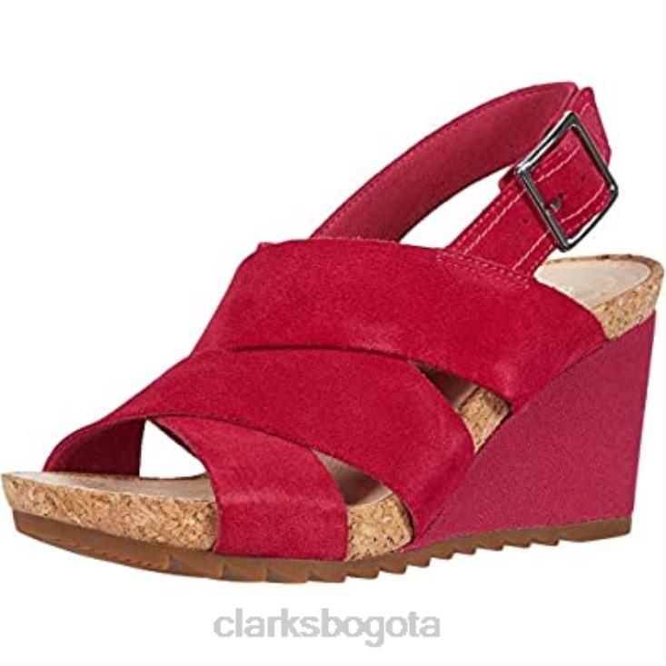 Clarks 0DX8L2462 sandalia mujer cuña flex arena ante fucsia clarks mujer gamuza fucsia