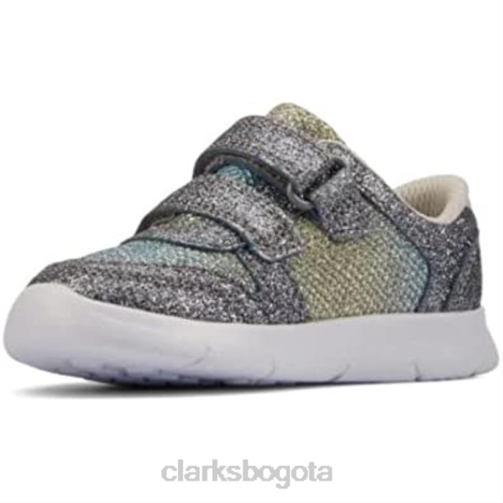 Clarks 0DX8L247 Zapatillas de deporte de cuero para niños pequeños Ath Wing con combinación de colores clarks niños conoció combi