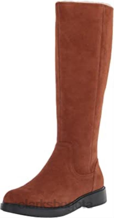Clarks 0DX8L2478 bota de alta moda un elda para mujer clarks de gamuza color canela oscuro mujer gamuza bronceada oscura