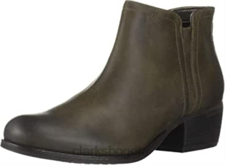 Clarks 0DX8L2481 Botas de moda Clarks Olive Leather Maypearl Ramie para mujer mujer cuero oliva