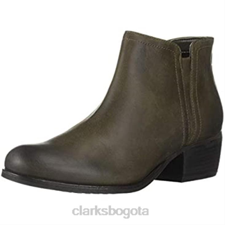 Clarks 0DX8L2481 Botas de moda Clarks Olive Leather Maypearl Ramie para mujer mujer cuero oliva