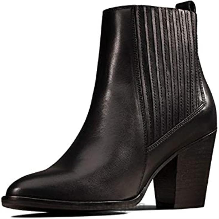 Clarks 0DX8L2491 botas clarks west lo de cuero negro para mujer mujer cuero negro