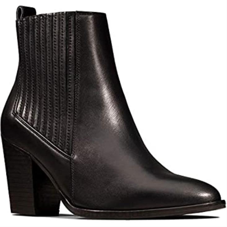 Clarks 0DX8L2491 botas clarks west lo de cuero negro para mujer mujer cuero negro