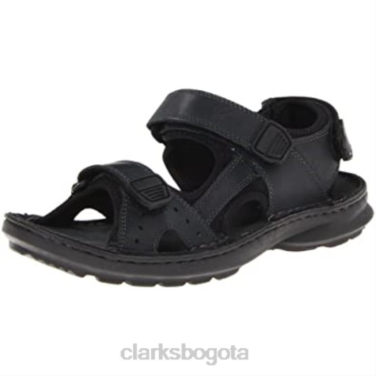 Clarks 0DX8L2494 Sandalia deportiva de cuero con puntera abierta y abatible black clarks unisexo negro