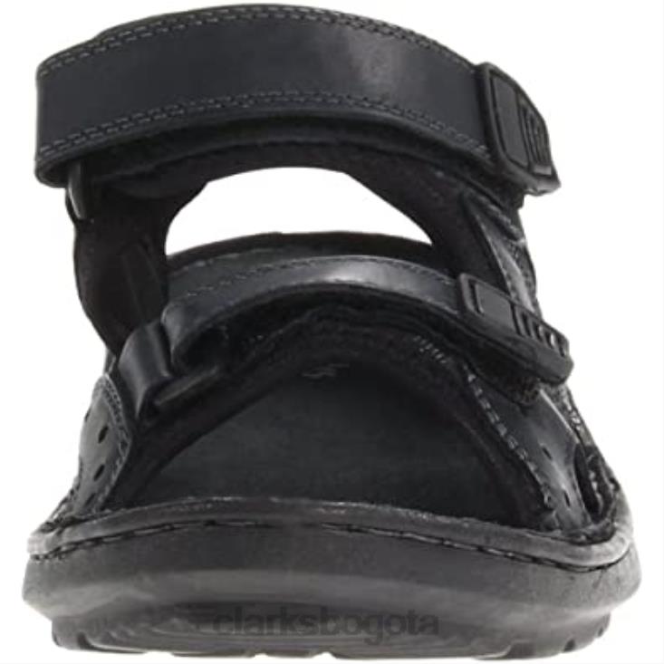 Clarks 0DX8L2494 Sandalia deportiva de cuero con puntera abierta y abatible black clarks unisexo negro