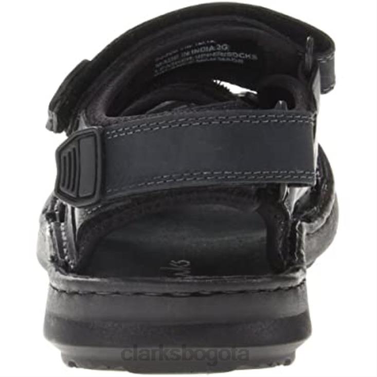 Clarks 0DX8L2494 Sandalia deportiva de cuero con puntera abierta y abatible black clarks unisexo negro