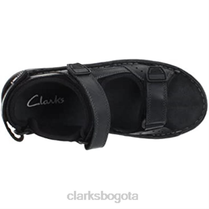 Clarks 0DX8L2494 Sandalia deportiva de cuero con puntera abierta y abatible black clarks unisexo negro