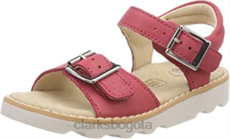 Clarks 0DX8L2497 Sandalias con tira trasera para niña Crown Bloom T de cuero rosa de Clarks niños cuero rosa