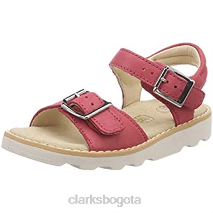 Clarks 0DX8L2497 Sandalias con tira trasera para niña Crown Bloom T de cuero rosa de Clarks niños cuero rosa