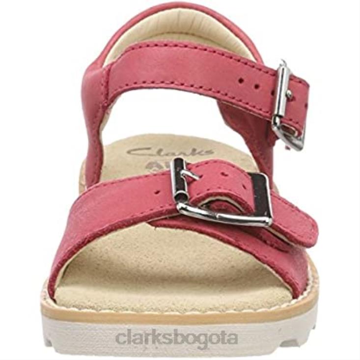 Clarks 0DX8L2497 Sandalias con tira trasera para niña Crown Bloom T de cuero rosa de Clarks niños cuero rosa