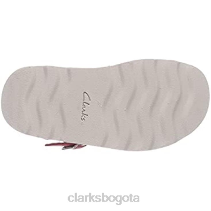 Clarks 0DX8L2497 Sandalias con tira trasera para niña Crown Bloom T de cuero rosa de Clarks niños cuero rosa