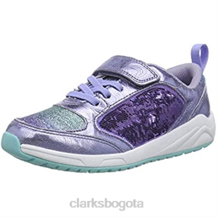 Clarks 0DX8L2511 Zapatilla de niña aeon flex k clarks lila piel niños cuero lila