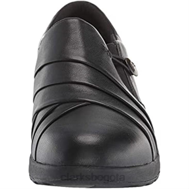 Clarks 0DX8L2528 Mocasines clarks un adorn loopun adorn de cuero negro para mujer mujer cuero negro