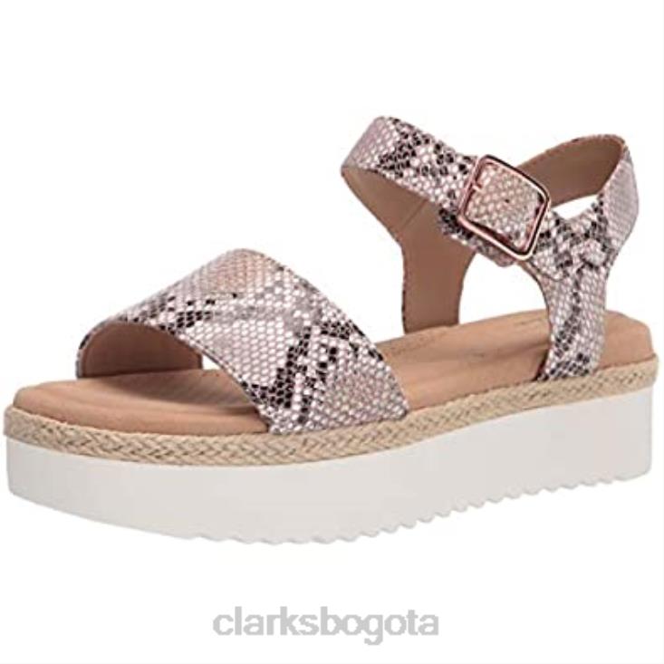 Clarks 0DX8L2535 sandalia cuña mujer lana Shore clarks marrón serpiente sintética mujer serpiente marrón sintética